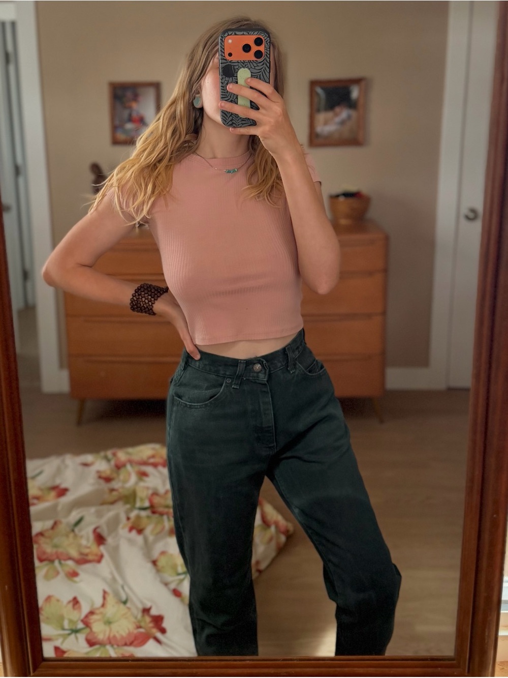 Vintage Lee High-Waisted Forest Green Denim Jeans